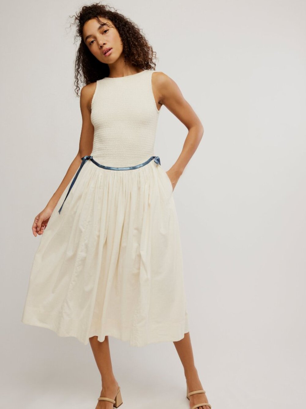 Free People Nightingale Seersucker Midi Dress L